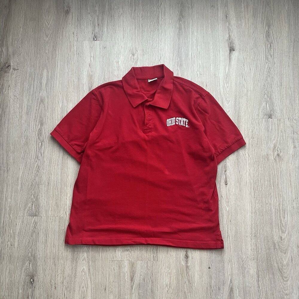 Steve & Barrys Ohio State Polo Mens L Red Short Sleeve Pique Vintage 90s Y2K